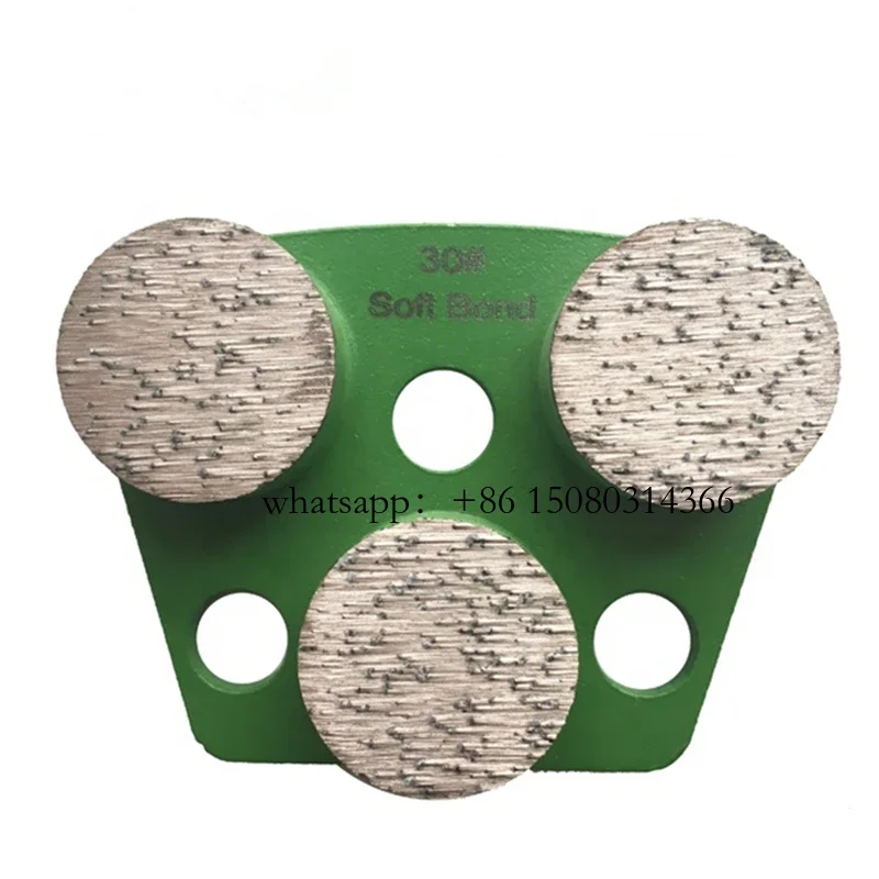 Disco abrasivo per calcestruzzo soft/medio/hard bond da 9 pezzi con tre segmenti rotondi per la ristrutturazione del terrazzo