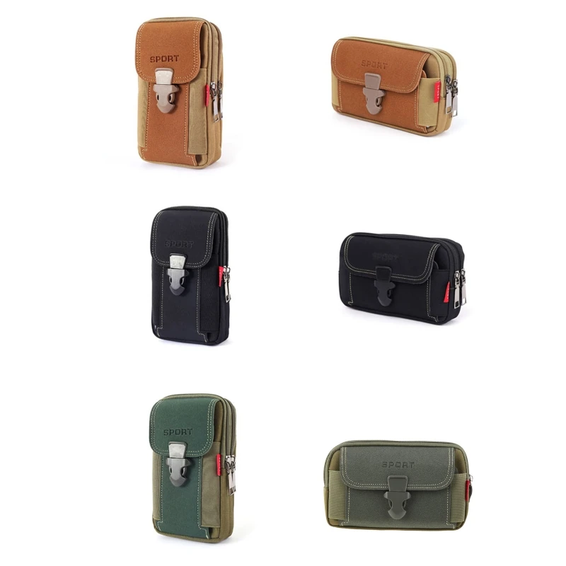 Riñonera lona Vintage para hombre, bolsa para teléfono, cinturón deportivo, cinturón cadera, funda con lazo, cartera para