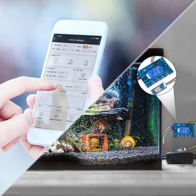 12V DC Digital Temperature Controller, Wifi APP Control High Temperature Control Module -99 Celsius-999 Celsius 24V