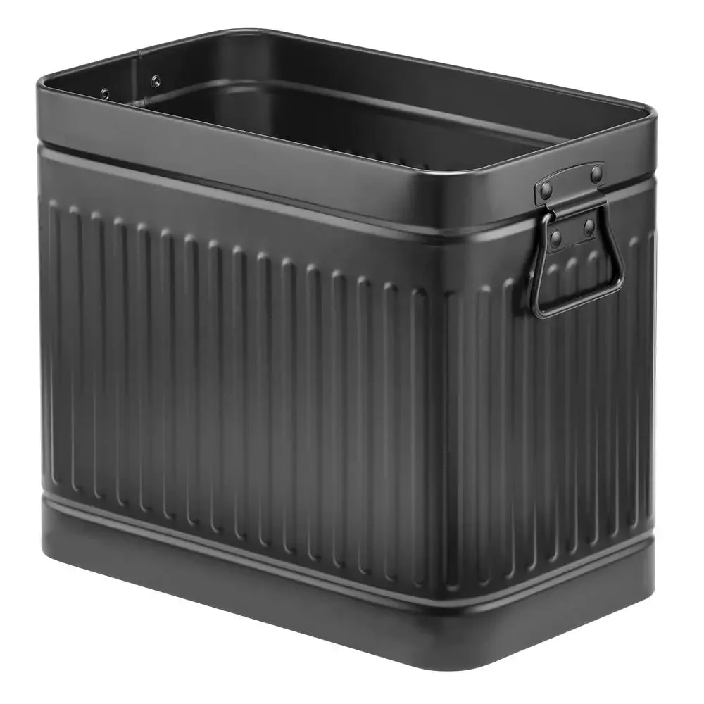 

Decorative Vintage Farmhouse Metal Trash Can with Handles in Black for Small Spaces