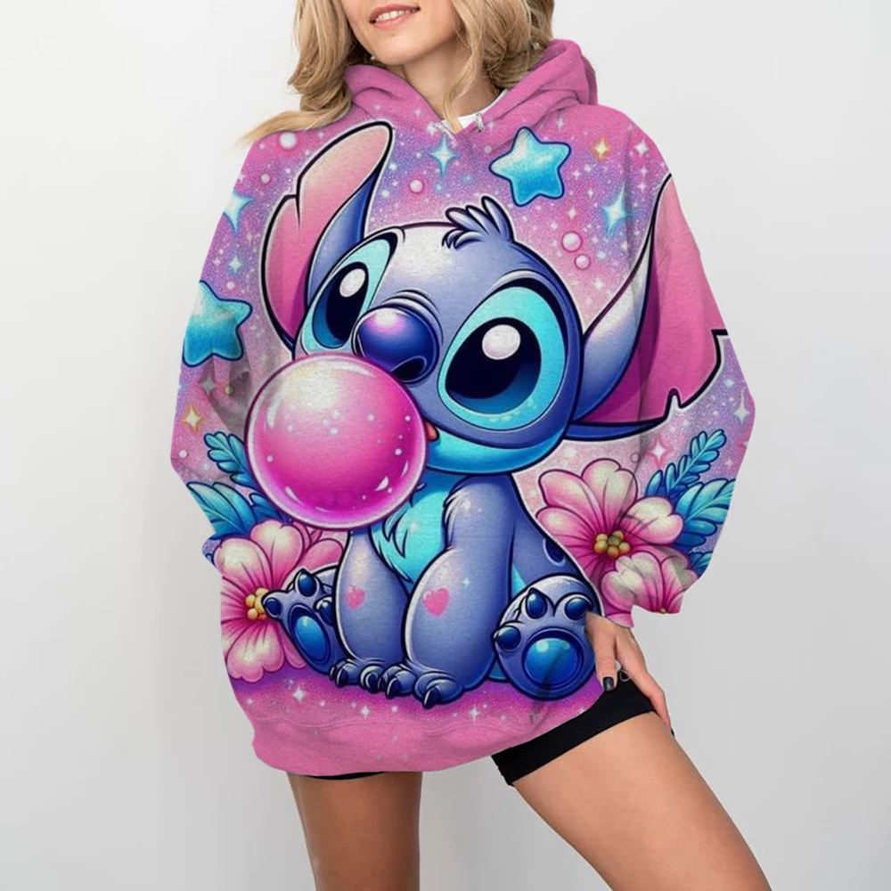 Disney Stitch print Cartoon Hooded Sweater Jacket Clothes Hoodie Oversize Design Feeling Loose and Comfortable