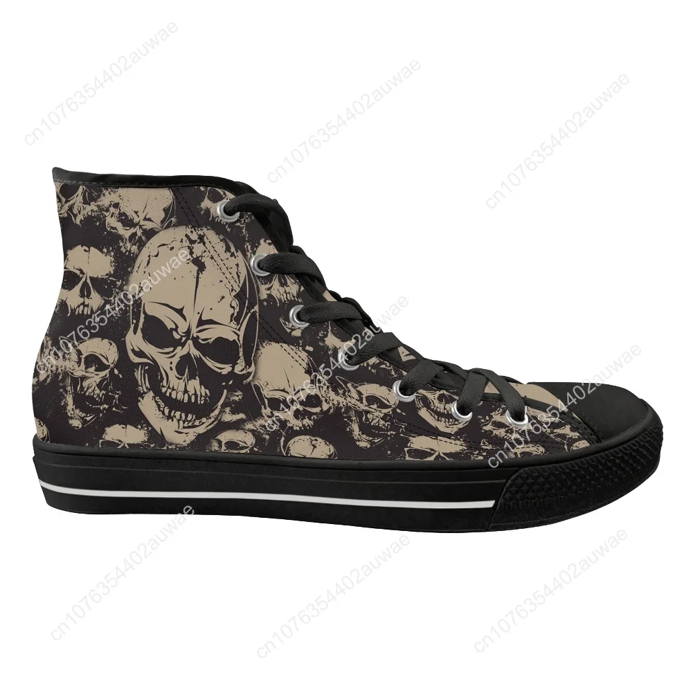 Men\'s Vulcanized Shoes Classic Superstar High Top Canvas Shoes Gothic Skull Print Men Flats Sneakers Chaussure Homme