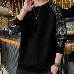 Men Sweatshirt Crew Neck Hoodie Temperament Patchwork Streetwear Loose Round Neck T-shirt Men Pullover for Hoodies