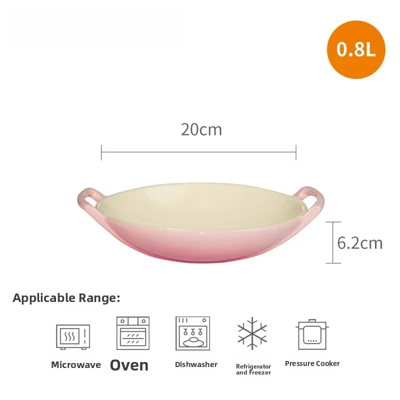 Le Creuset Ceramic Casserole Dish Macaron Colored Gradient Design Double Ear Anti-Scalding Deep Soup Plate for Adults Dishware