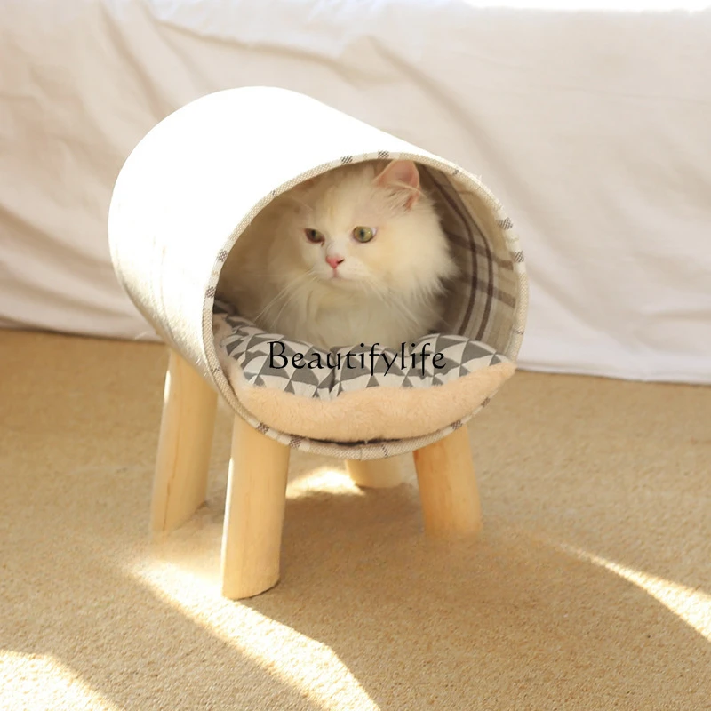 Barrel Cat Nest Four Seasons Removable and Washable Cat Bed Summer Cat Supplies Pet Bed Kennel