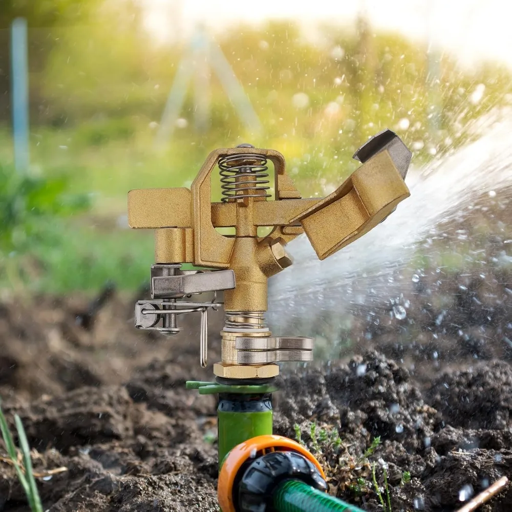 irrigatore ad impatto in ottone, irrigatori in ottone resistenti per giardino con prato, regolabile 20 °   - 360 °   modello, distanza di spruzzo 20' - 41'