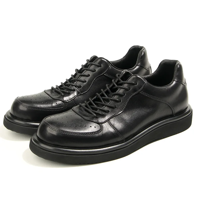 

Весенне-осенняя мужская кожаная обувь с круглым носком из натуральной кожи, повседневная обувь на шнуровке, офисная мужская обувь, обувь высокого качества в стиле ретро A250