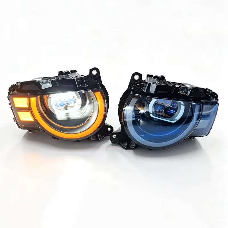 Round Angel Eyes LED Headlamp Upgrade Halo Headlight Assembly Plug and Play for Land Rover Defender L663 90 110 130 2020-2026