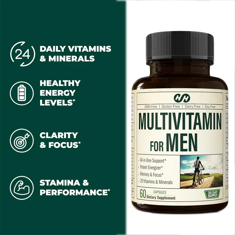 

Мультивитаминный комплекс для мужчин на каждый день - Витамины A, C, E, D, B1, B2, B3, B5 и др., Биотин, Спирулина, Цинк, Антиоксиданты