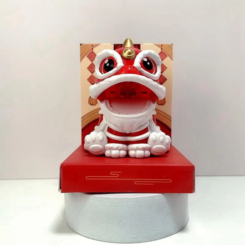 Solar-Powered Dancing Lion Ornament Chinese Style Lucky Lion Dance Model Solar Powered For Car Office Home Decoration