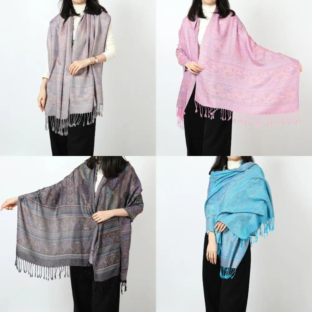 Luxo bohemia hijab cachecol 200x70cm borla cobertor longo xale de caxemira macio turbante cabeça envolve feminino bandana