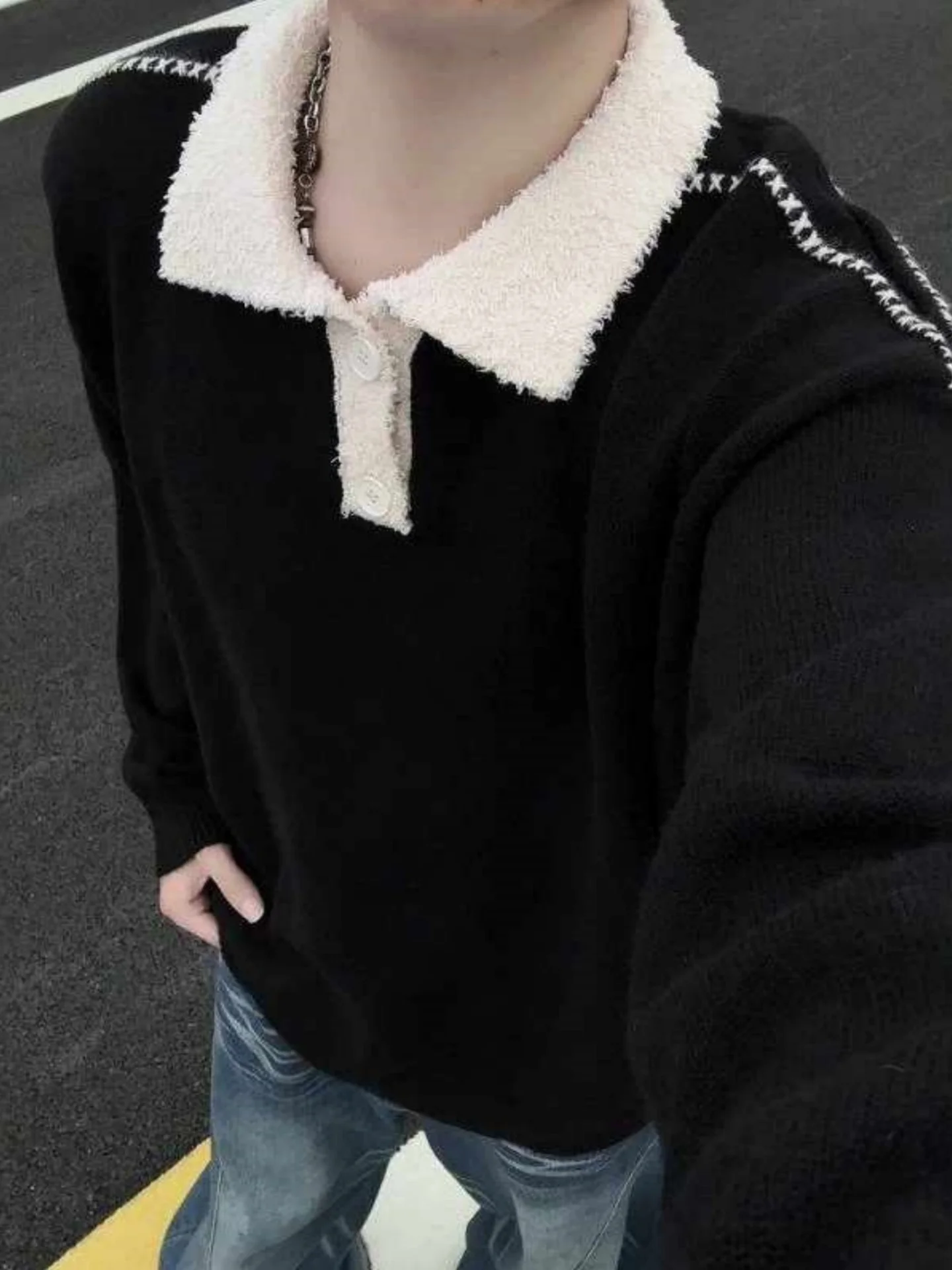 

Loose Fit Ne Knitwear Men's Sle Autumn Winter Casual Wear Layering Color Blo Sweater Comfortable Soft Long Sve