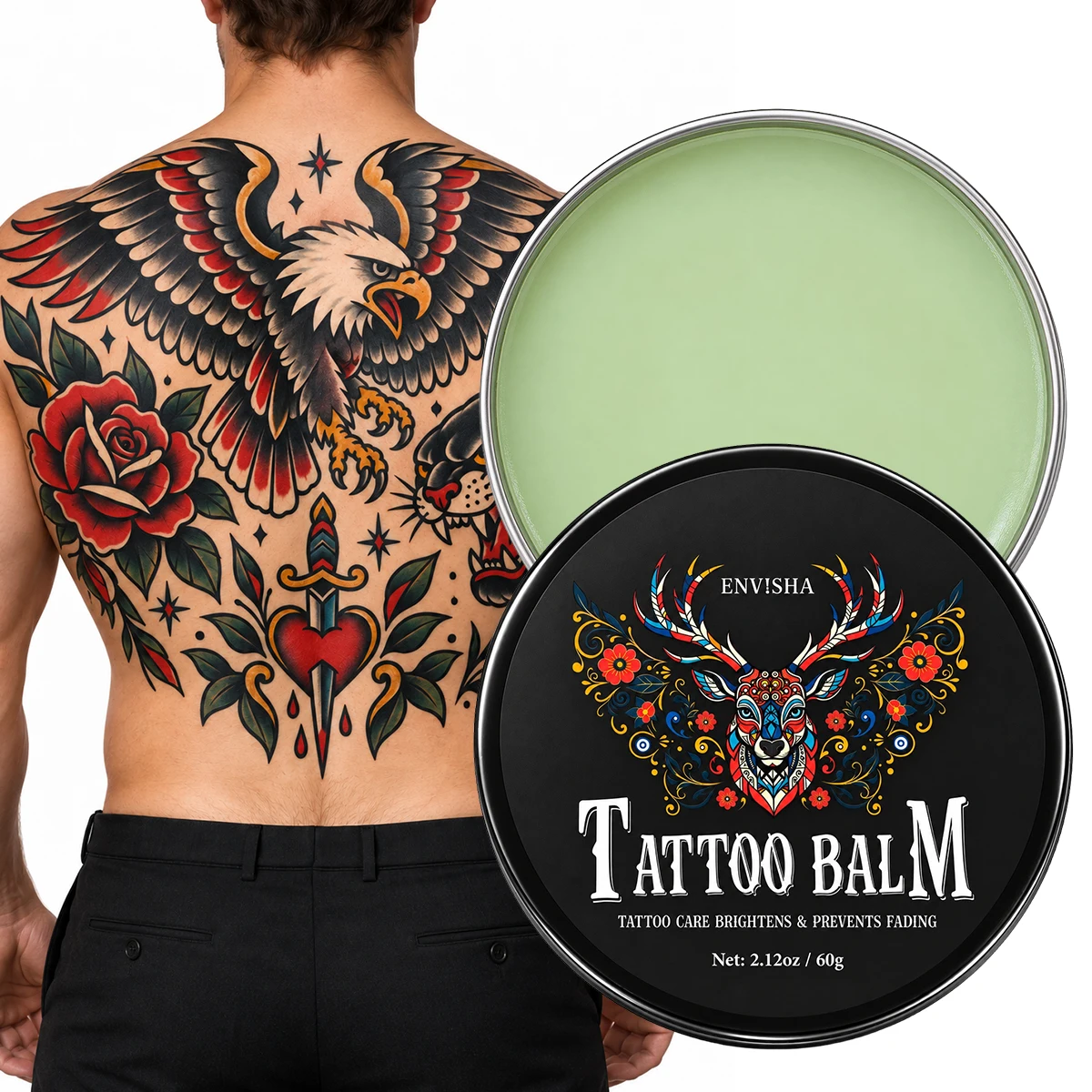 Tattoo Skin Body Care Balm Cream Deeply Moisturizing Nourishing After Tattooing Brightens Lasting Color Fixation Non-irritating