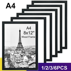 1/2/3/6PCS 8x12inch Wood Photo Frame A4 Black White Brown Certificates Frame family Picture Frame Home Decor Poster Frame