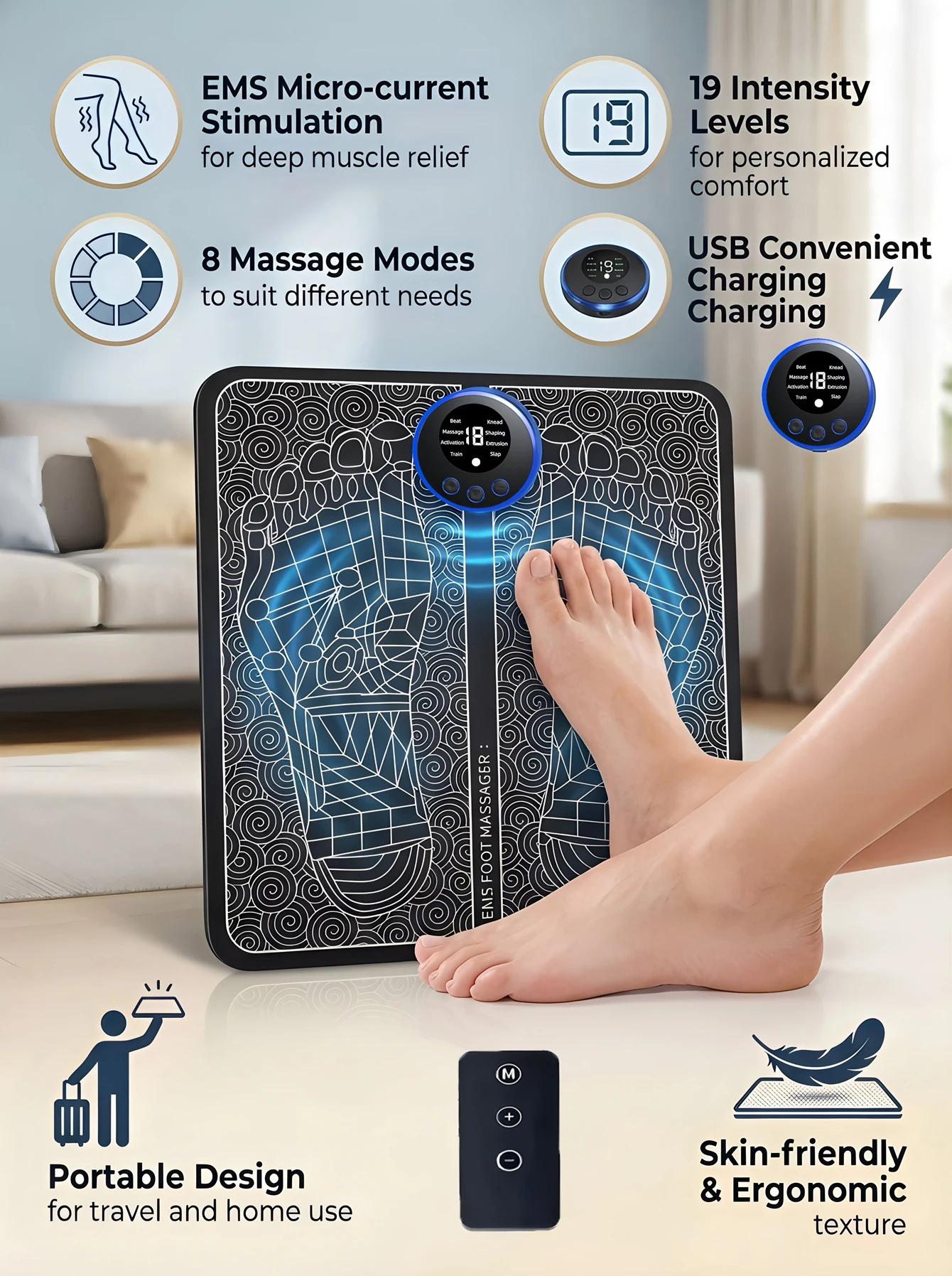 

2026 Foot Massager Foot Therapy Machine EMS Foot Massage Pad Pulse Fully Automatic Foot Meridian Pressing Device