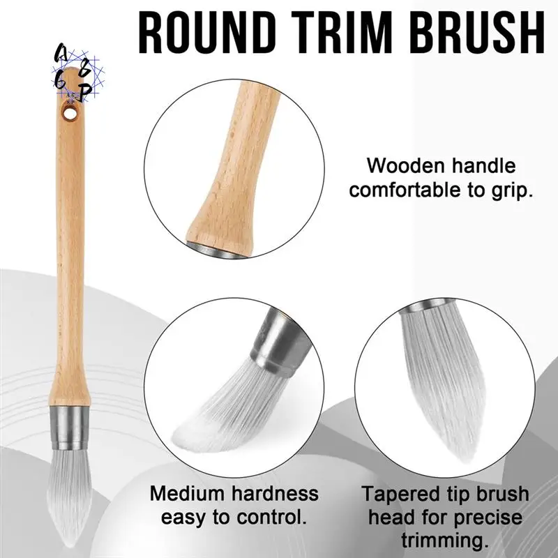 

A68P-Trim Paint Brush,Edge Painting Tool Kit,Round Trim Brushes For Corner,Touch Ups,Artwork,House Wall Edges 3-Pack Easy To Use
