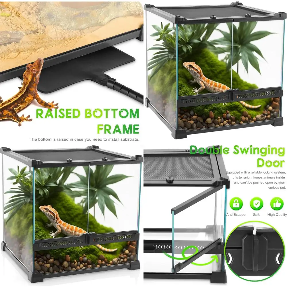 

Стеклянный резервуар для обитания террариума 12x12x12 с термостойкой рамой и двойными распашными дверями