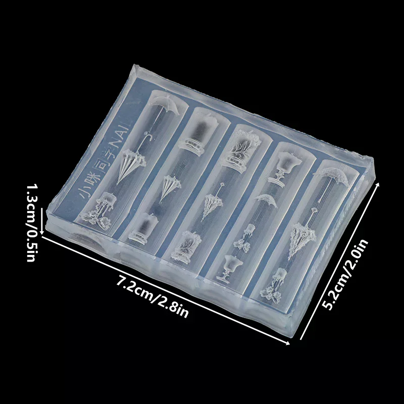 3D Relief Lace Umbrella Silicone Nail Art Mold DIY Nail Decor Transparent Manicure Template Umbrella Silicone Nail Art Mold Gift