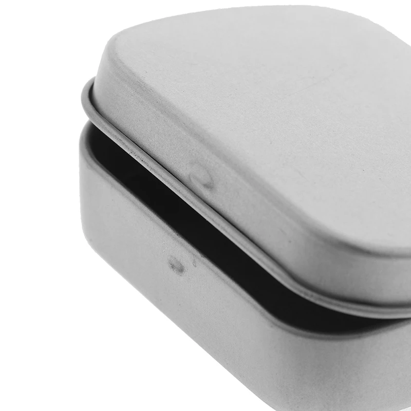 1Pc Small Hinged Metal Tin Lip Balm Beard Wax Cream Sweets Cosmetics Pills 6x4.6x1.5+~