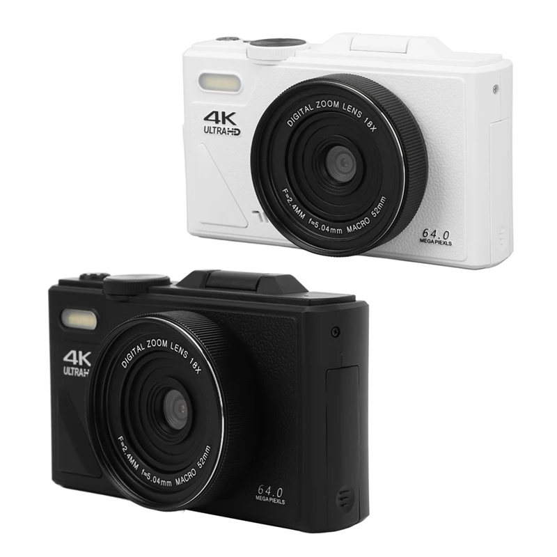 Câmera digital retrô 64MP Estabilização Função de pausa de vídeo Câmera digital com tela IPS de 3 polegadas para vlogging