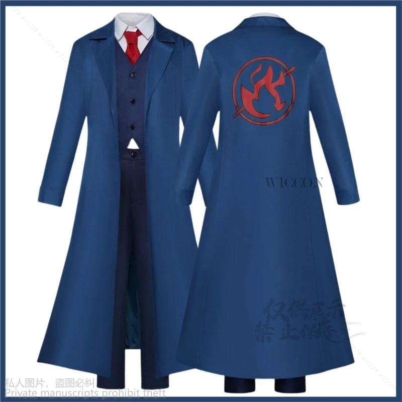 Kaldo Gehena Anime Mashle: Magic And Muscles Cosplay Costume Blue Long Coat DK Uniform Skirt Adult Man Carnival Halloween Suit