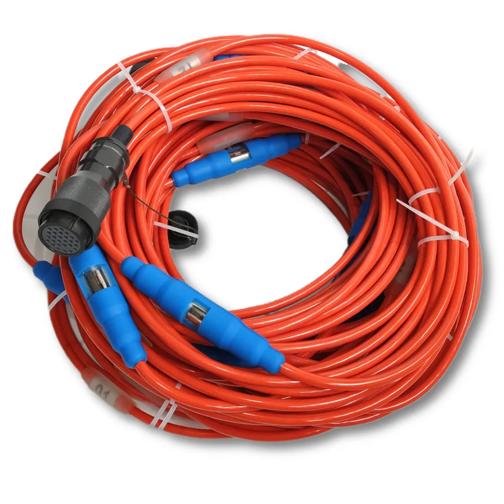 12 Channels Seismic Cable with 12 Split Spring Clip Take-out Molded Type Seismic Refraction Cable