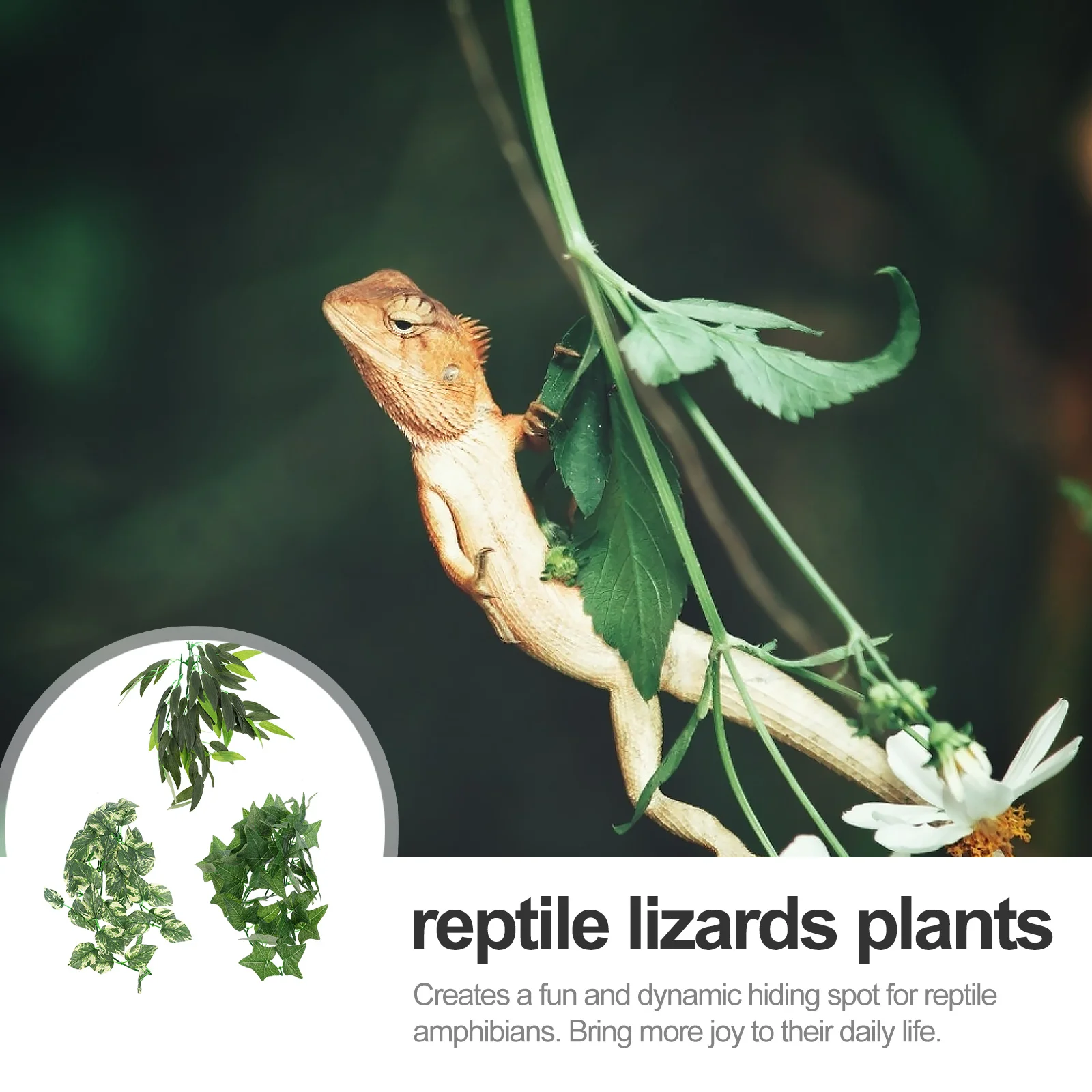 

3pcs For Reptile Lizards Geckos Snake Habitat Tank, Realistic Leaves With Suction Cup, Fish Tank Decor, Reptile Plants With