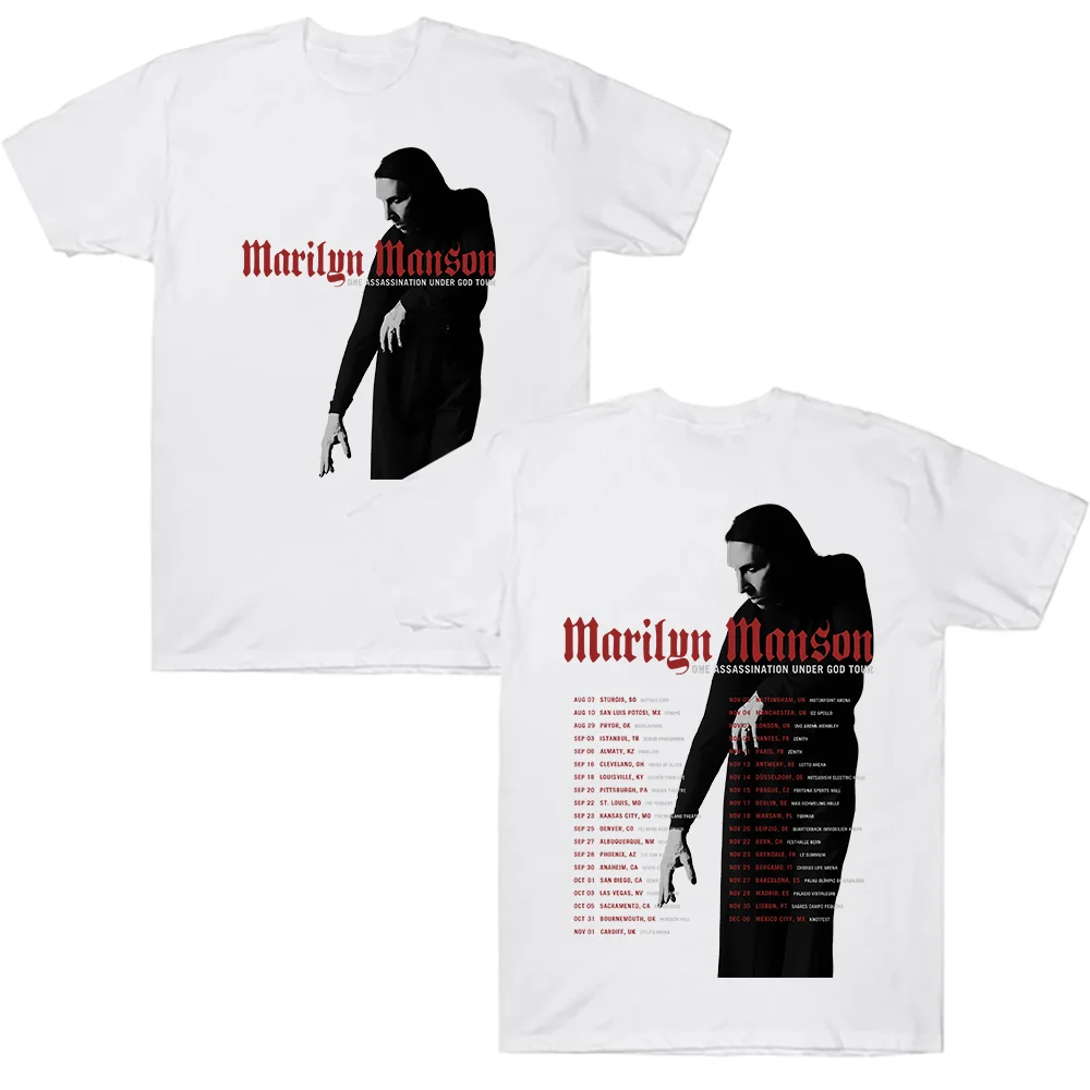 مارلين مانسون اغتيال واحد تحت جولة الله تي شيرت 2025 جديد شارع العليا تي شيرتات قصيرة الاكمام للجنسين ملابس علوية من القطن