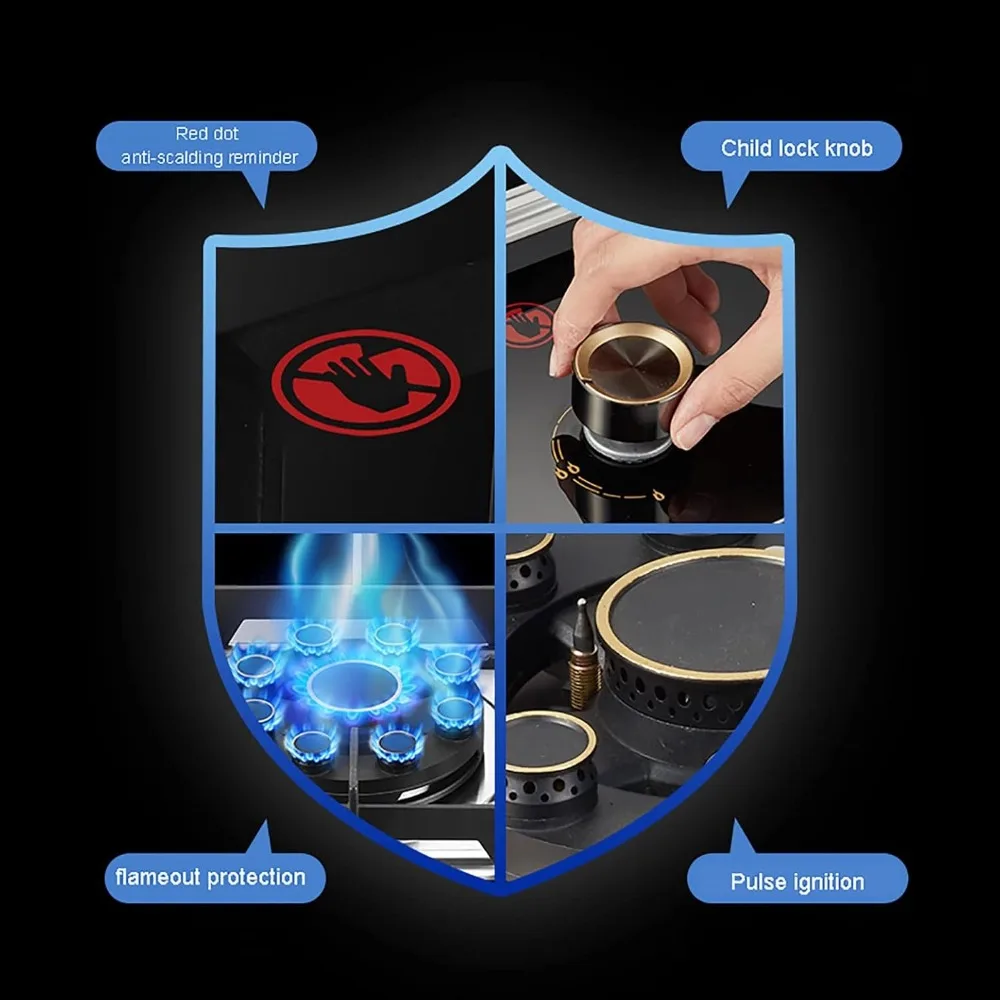ビルトインガスコンロ 5.2KW 中華鍋用コンロ キッチンバーナー FFD付き、NG/LPG(A,LPG)対応