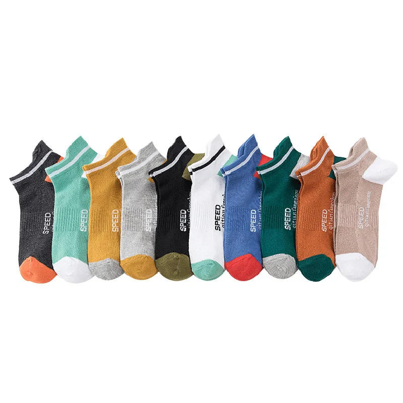 5 Pairs Set Mens Short Socks Summer Low Tube Sport Short Casual Socks Trend Thin Socks Breathable Ankle Polyester Spring