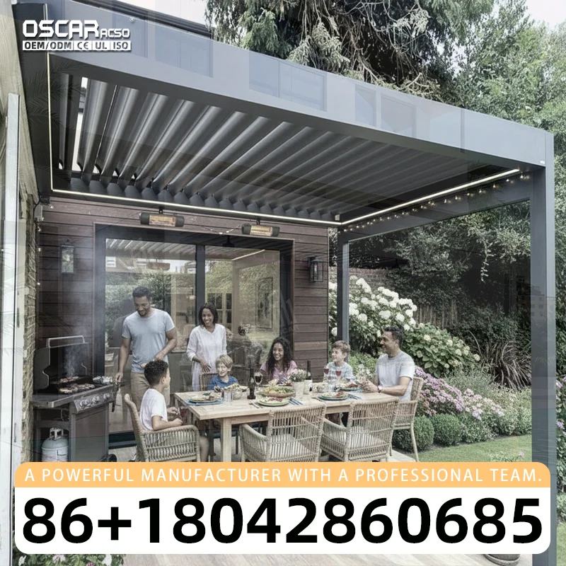 Motorized Louvre Pergola System for Garden Patio and BBQ Outdoor Space pergola