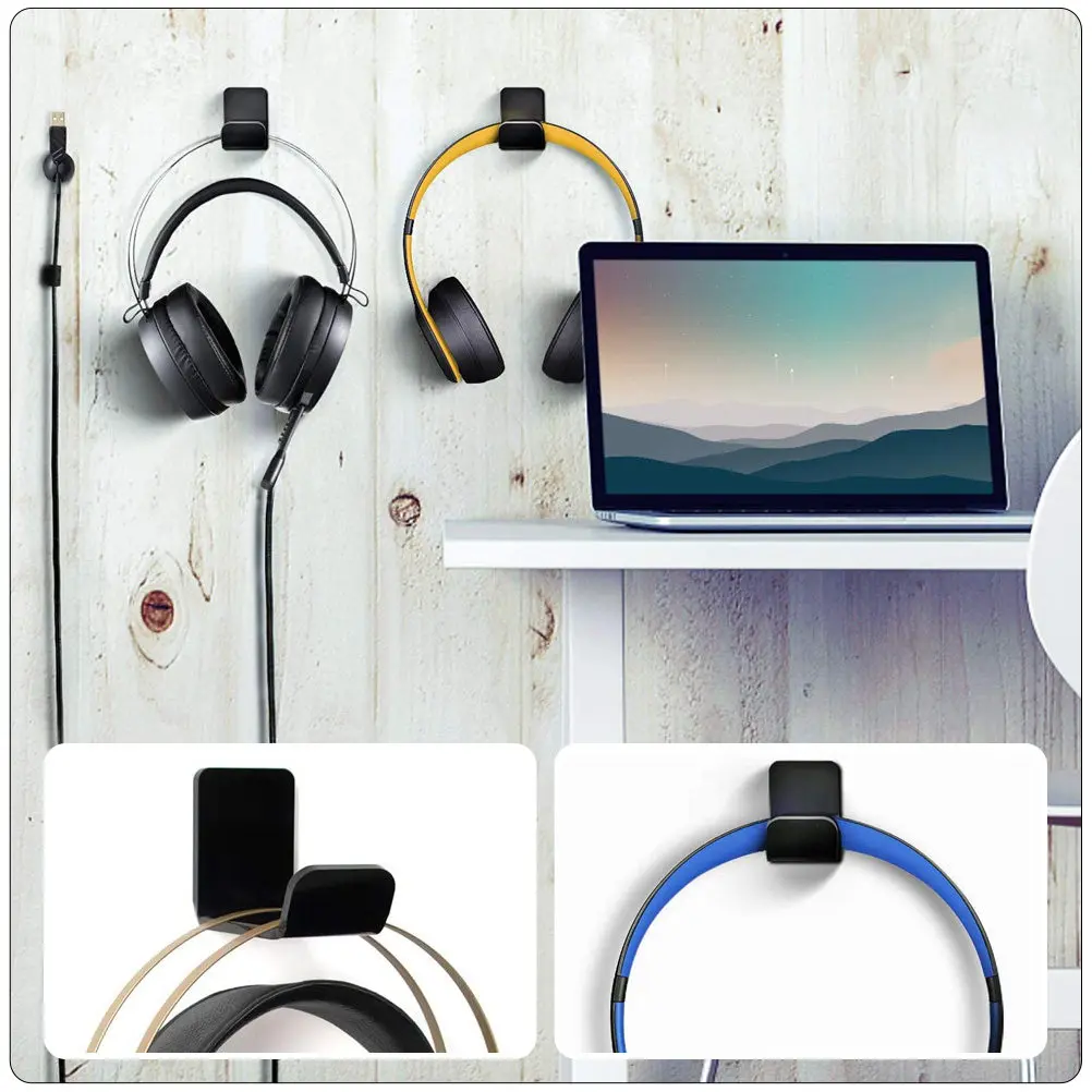 2Pcs Polished Acrylic Headphone Stand Wall Mountable Headset Display Stand Scratch Proof Compact Desk Organizer Headset Bracket