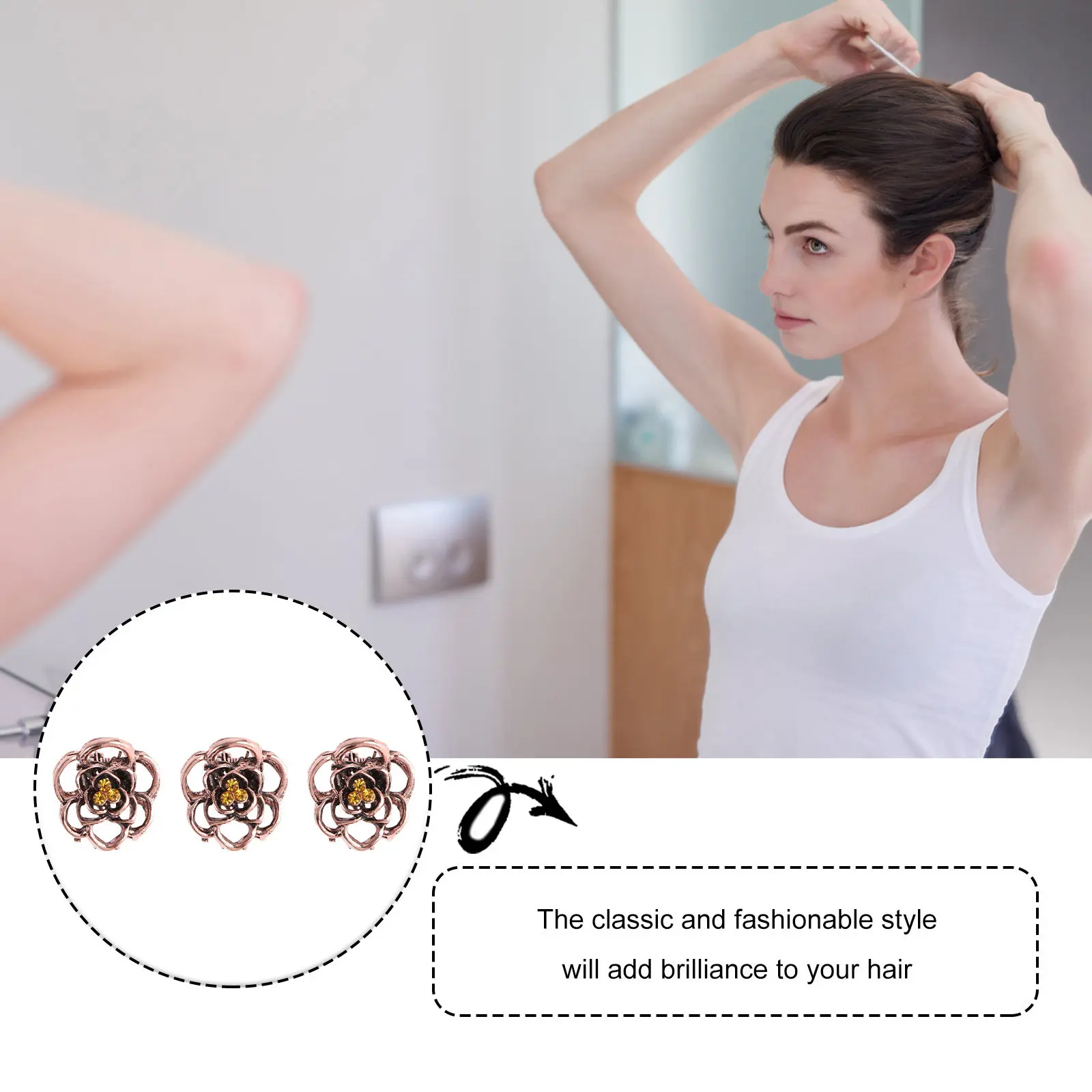 

Набор из 6 винтажных заколок-крабов с розами, ажурный дизайн, для женщин, прочные зажимы из сплава для длинных волос, для повседневного использования