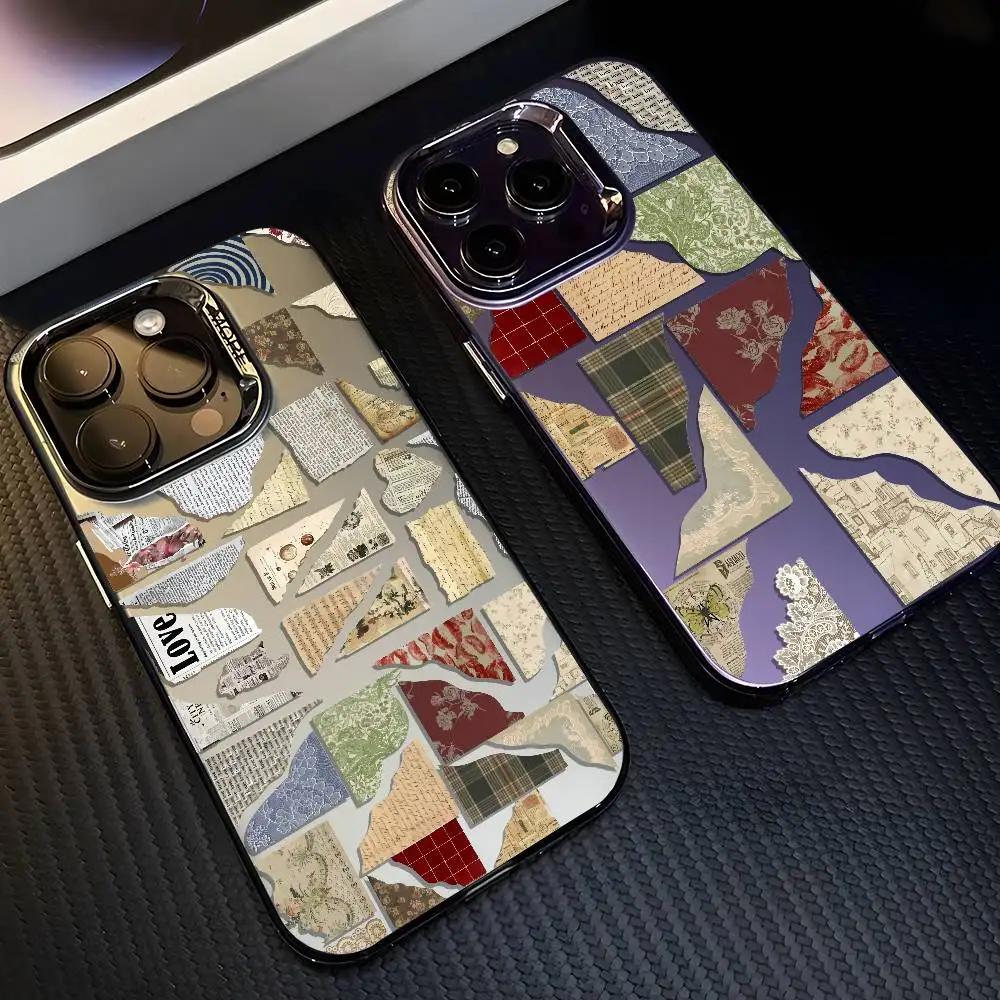 Art Shredded Tatter INS Telefoonhoesje voor IPhone 17 16 15 14 13 12 11 Plus Pro Max Veelkleurige Aurora Laser Schokbestendig Funda Cover