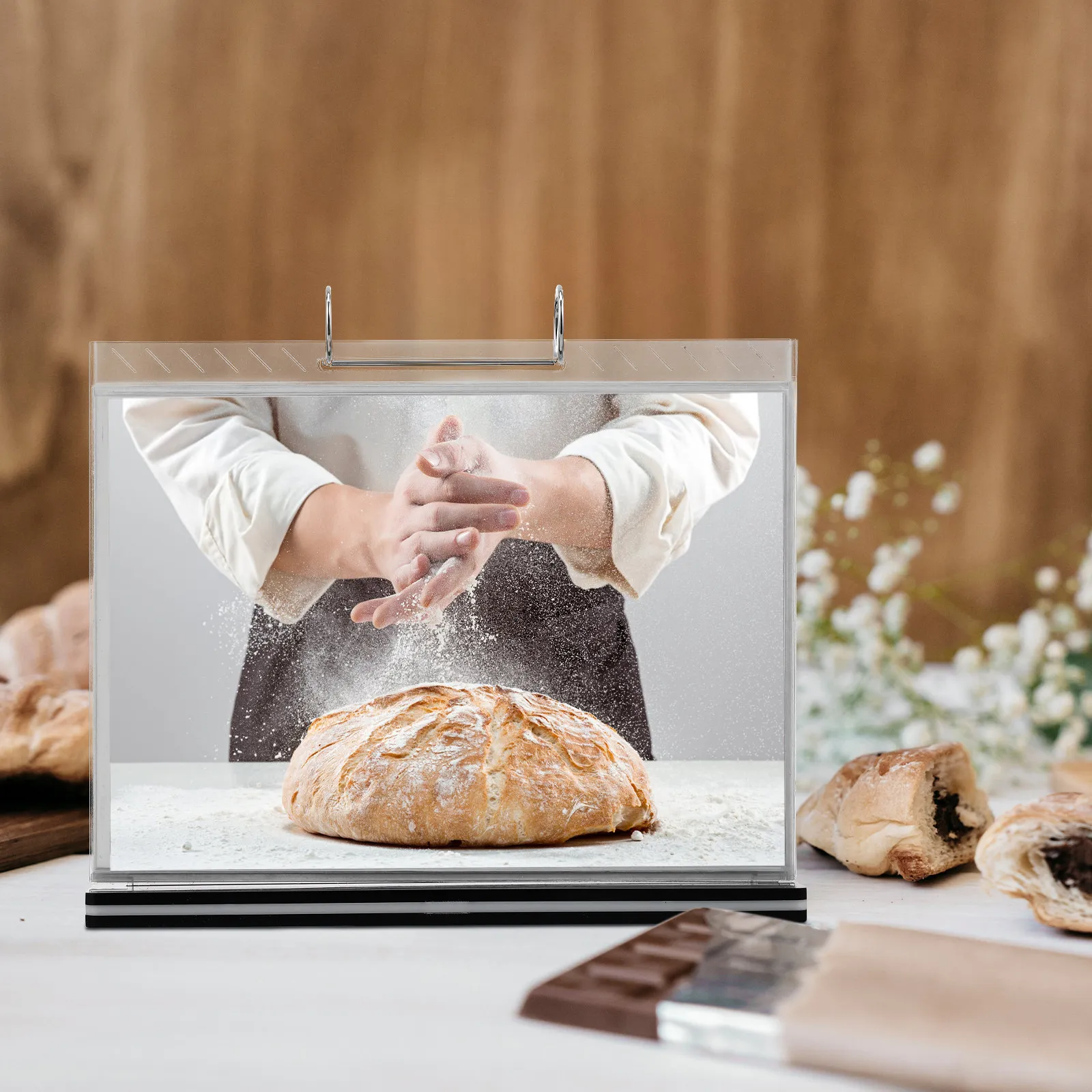 

Прозрачная горизонтальная подставка для меню, держатель для настольных табличек формата А4, настольная подставка для меню, акриловая подставка для демонстрации на столе в ресторане