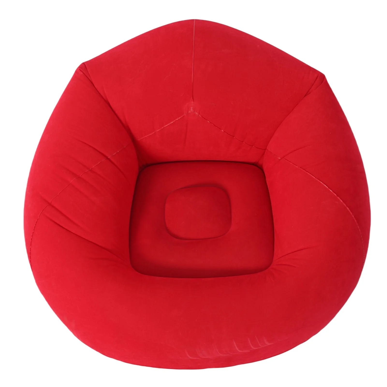 Inflatable Lounge Chair Flocking PVC Portable Folding Blow Up Sofa for Living Room Bedroom Balcony Office Travel Red