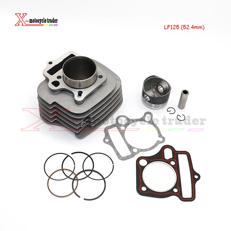 Motorcycle 52.4mm Bore steel cylinder Piston Gasket kit For lifan 125cc LF125 Horizontal Engines Dirt Pit Bike Monkey Bike ATV