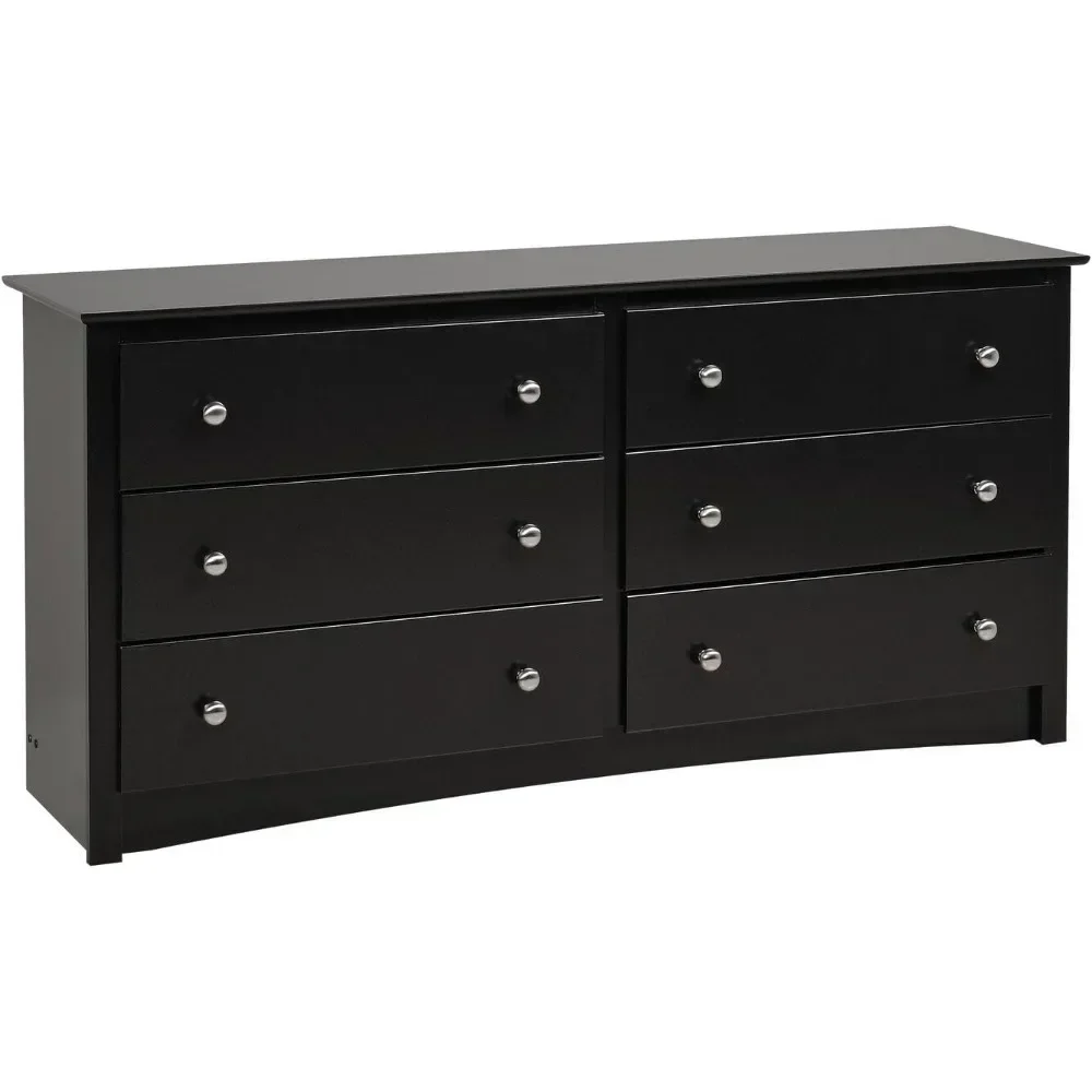 Dressing Cabinet, Wide Chest of Drawers, Traditional Bedroom Furniture, Black, Drawer Double Bedroom Dresser for Bedroom