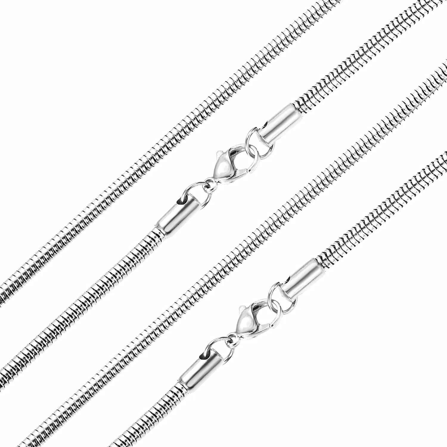 Suitable for Men and Women 1mm 45cm/50cm/55cm/60cm Round Snake with Chain Necklace 925 Sterling Silver Jewelry