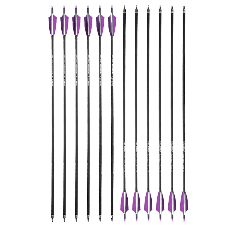 Imagem -06 - Tiro com Arco Carbono Arrow Spine 500 Roxo-branco Penas Turquia Composto Recurve Bow Caça Tiro Acessórios Pcs 315