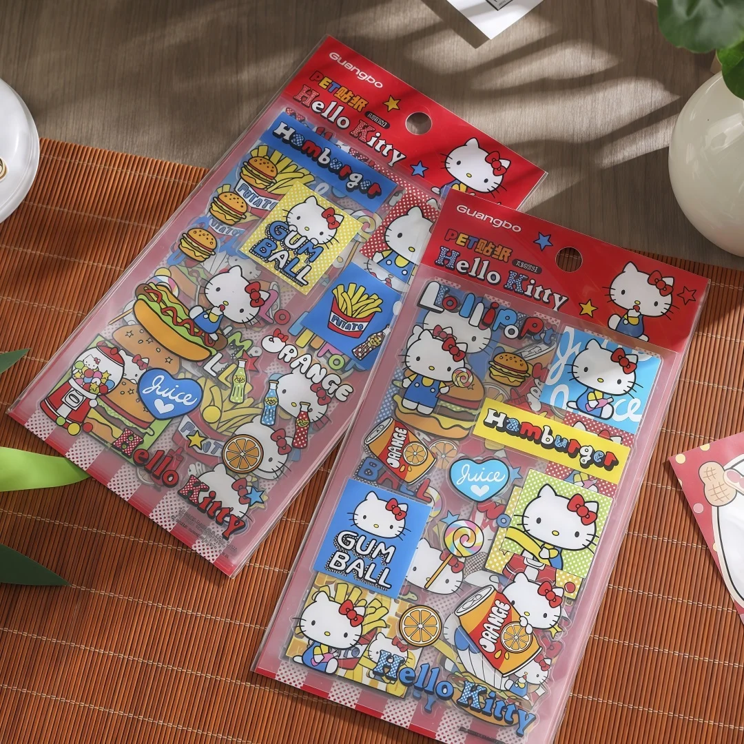 4 Sheets/Pack Sanrio Hello Kitty Stickers Cute and Fun Phone Case Decoration Stickers Creative DIY No-Cut Scrapbook Materials