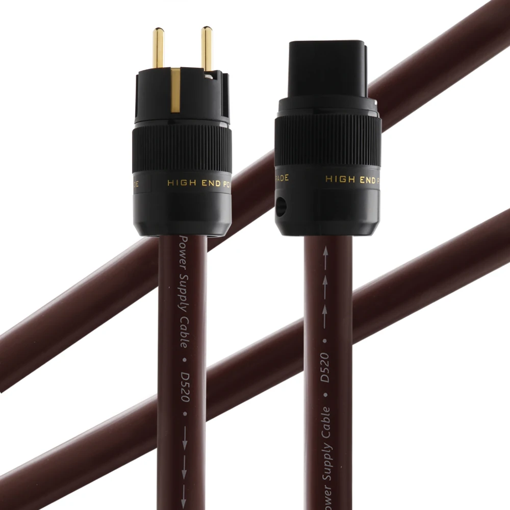 High-End OCC Einkristall-Kupfer-Stromkabel mit Kupferabschirmung AC Audiophiles Kabel mit Gold EU US Stecker+IEC320 C13 Anschluss – Detail 5