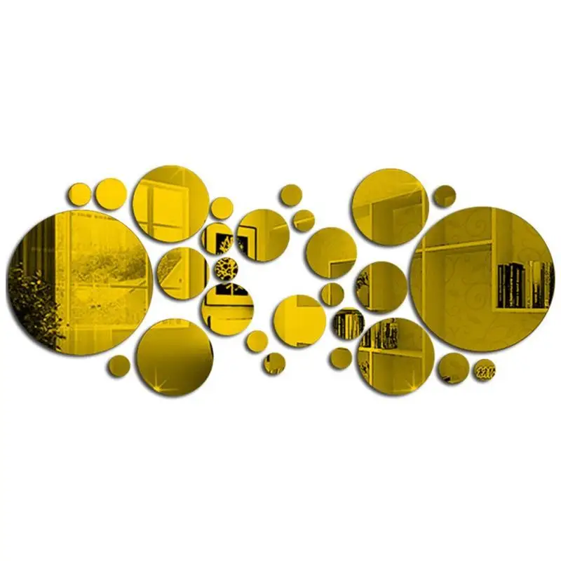 26PCs 3D Round Mirror Acrylic Mirror Wall Sticker DIY Bedroom Bathroom And TV Background Room Sticker Wall Decoration