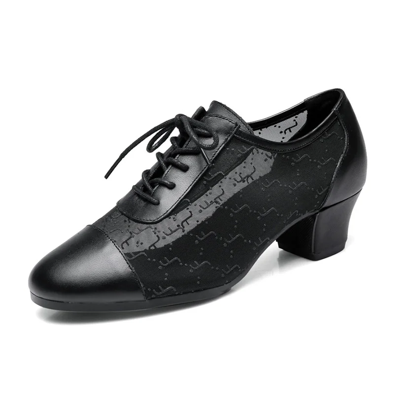 Women Ladies Social Dancewear High Heels Cowhide Breathable Square Dance Shoes Gitaba Double Soft Bottom Rumba Chacha Shoes