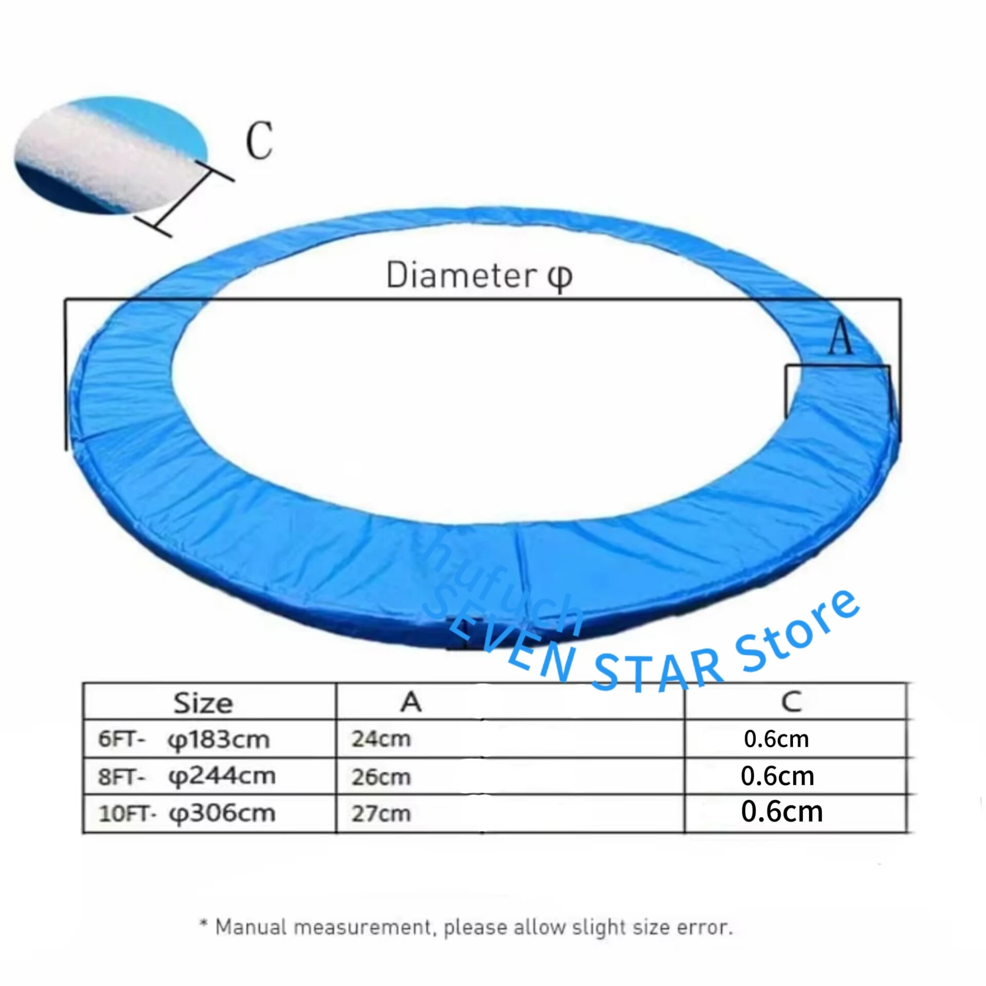 6/8 Feet Trampoline Protection Mat Trampoline Safety Pad Round Spring Protection Cover Waterproof Pad Trampoline Accessories