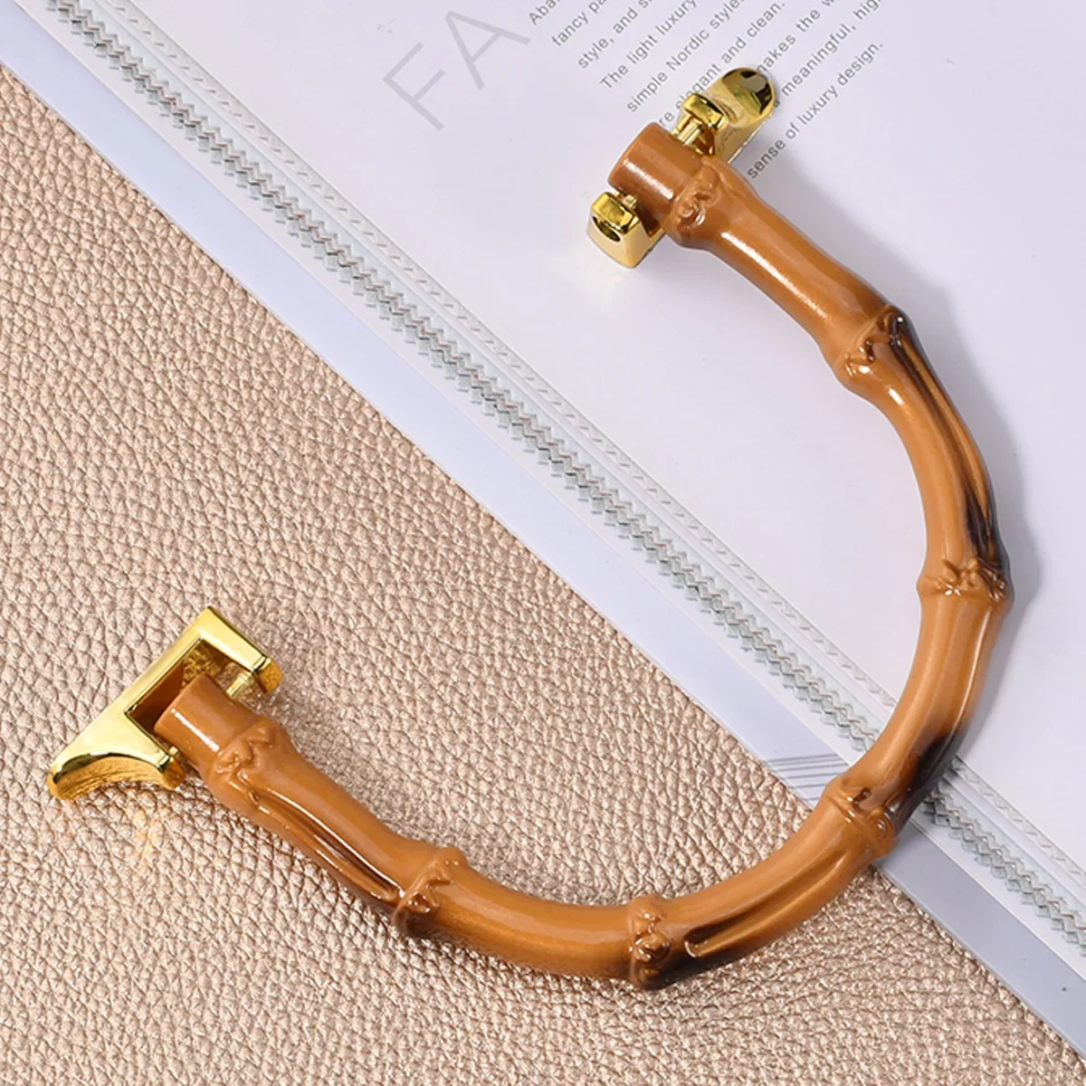 2pcs Handbag Handle Imitation Burned-bamboo U-shape Plastic Pull with Buckle 16.8cm Natural Rustic Bag Grip Backpack Luggage DIY