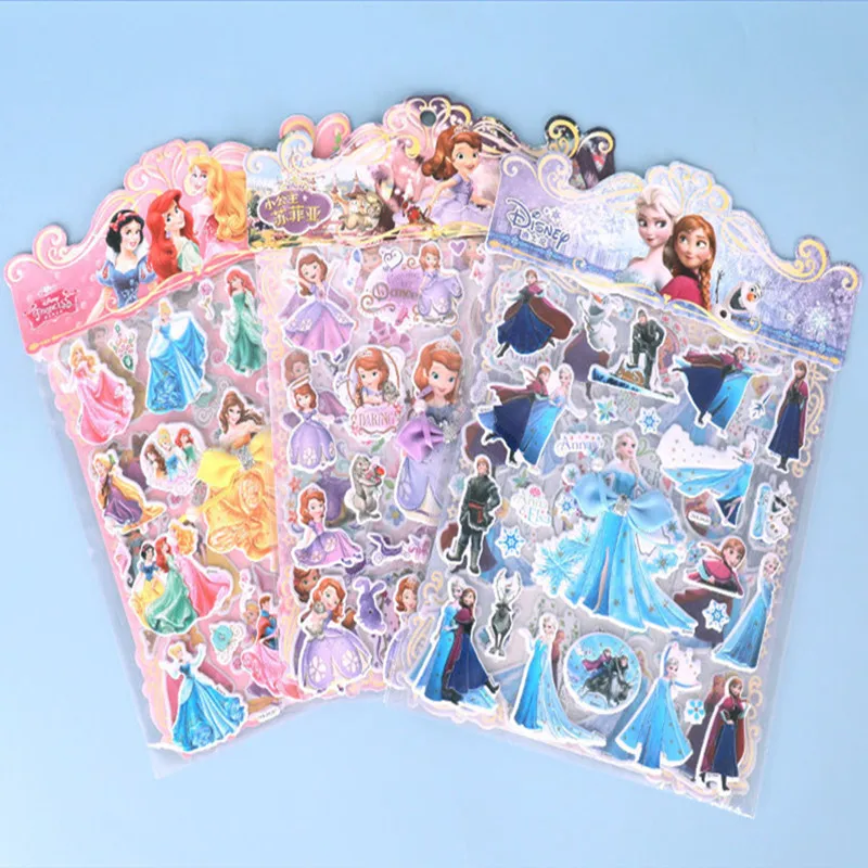 Disney Frozen Princess toy stickers little pony  3D Stickers for kids Cute Cartoon Children's reward stickers girls boy gift