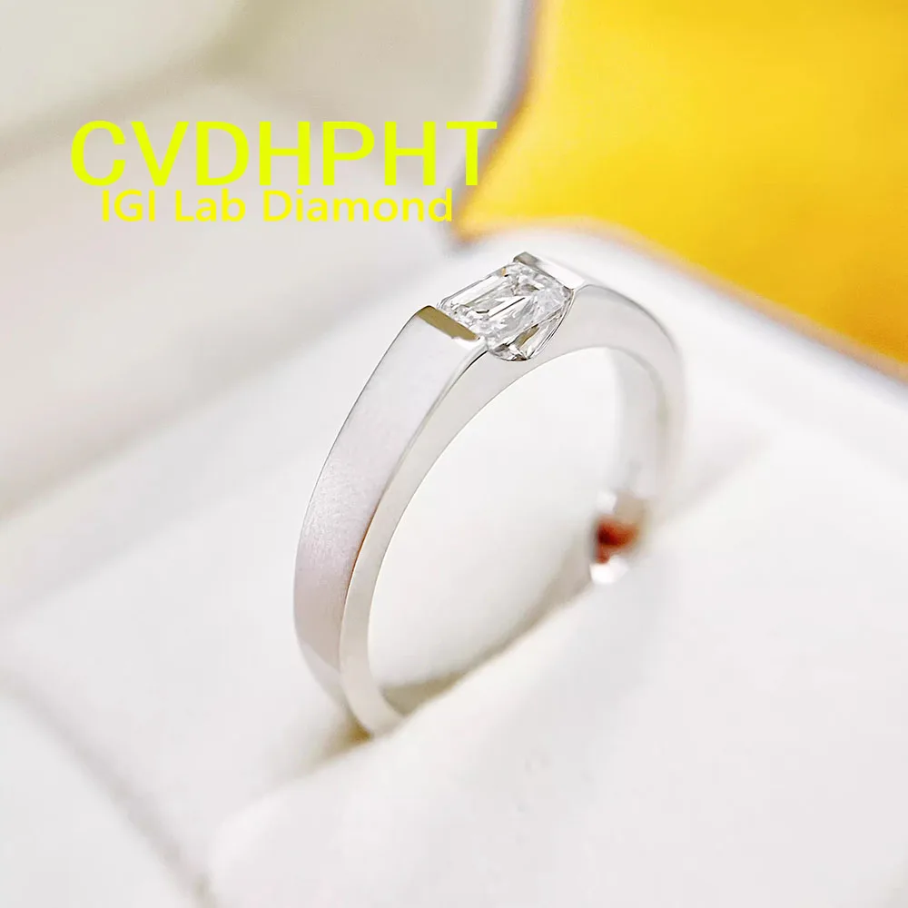 

Emerald 1 2 3Ct a Solid 18K White Gold Man Ring IGI Lab Growing Diamond Ring D VS1 Diamond wedding ring factory sell