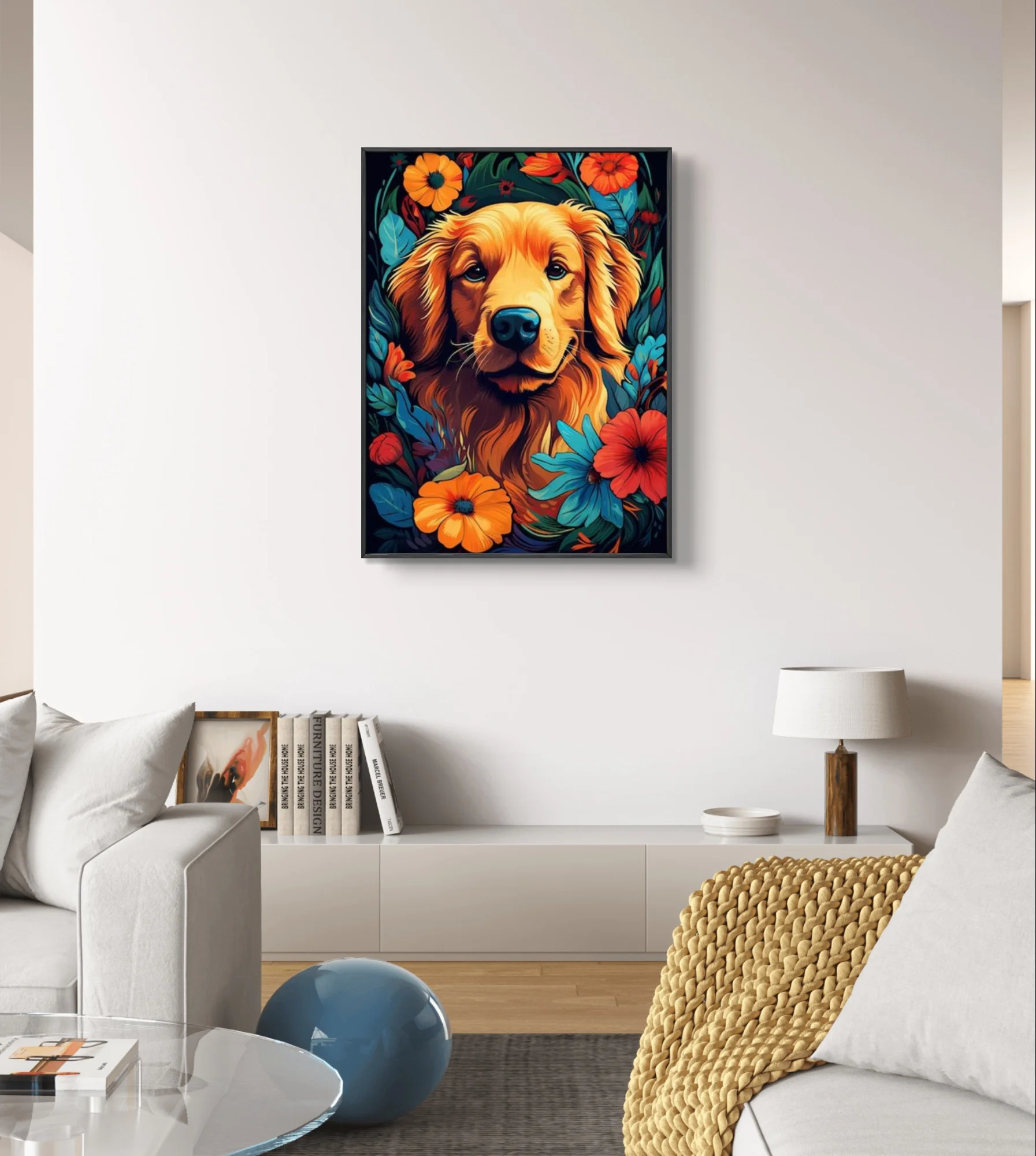 Golden Retriever obraz diamentowy 5D portret zwierząt domowych kreskówka DIYD haft diamentowy krzyż zestaw do szycia salon sypialnia dekoracja