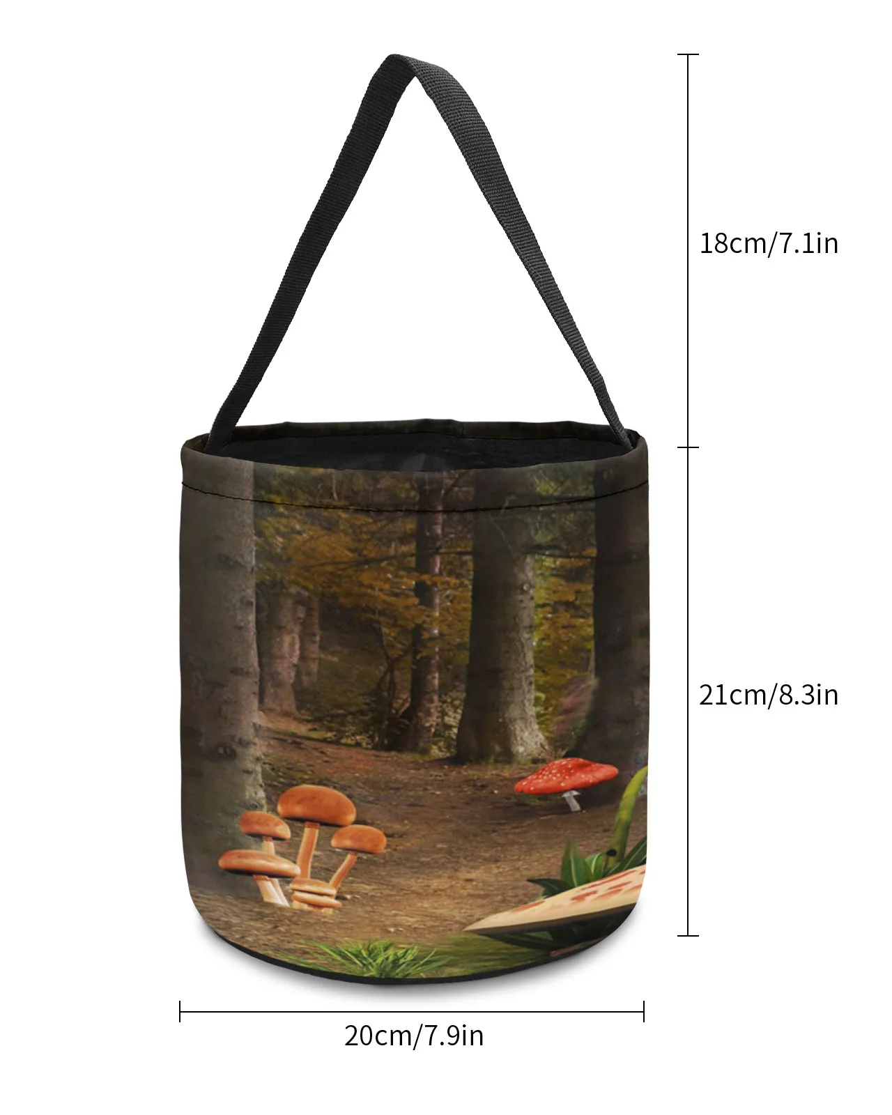 Mushroom Forest Print Storage Basket Sweet Candy Bucket Portable Home Storage Bag Hamper For Kids Toys Party Decoration Supplies